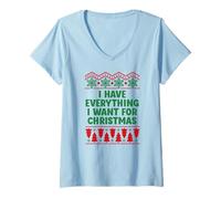 Femme I Have Everything I Want for Christmas Funny Couples Pajamas T-Shirt avec Col en V