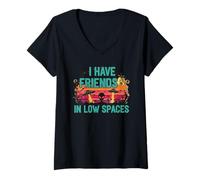 Femme I Have Friends in Low Spaces - Vêtements Funny Alien UFO T-Shirt avec Col en V