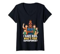 Femme I Have Kids What's Your Superpower Anime Style T-Shirt avec Col en V