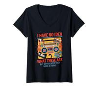 Femme I Have No Idea What These Are 90s 80s Retro Vintage Theme T-Shirt avec Col en V