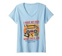 Femme I Have No Idea What These Are 90s 80s Retro Vintage Theme T-Shirt avec Col en V