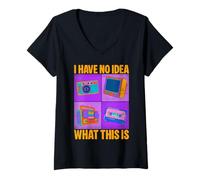 Femme I Have No Idea What This is 80s 90s Funny Gen Z Humour T-Shirt avec Col en V