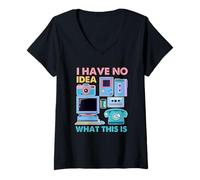 Femme I Have No Idea What This Is Men Women Kid 70s 80s 90s Outfit T-Shirt avec Col en V