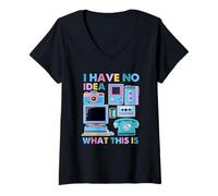 Femme I Have No Idea What This Is Men Women Kid 70s 80s 90s Outfit T-Shirt avec Col en V