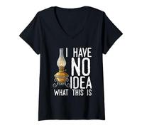 Femme I Have No Idea What This is Old Retro Antiques Lampe à Huile T-Shirt avec Col en V