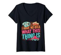 Femme I Have No Idea What This Thing is Nostalgie Rétro T-Shirt avec Col en V