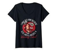 Femme I Have Red Hair Because God Knew Red-head Funny Ginger T-Shirt avec Col en V