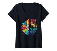 Femme I Have Time To Listen Mental Health Awareness Matters T-Shirt avec Col en V