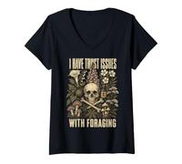 Femme I Have Trust Issues with Foraging Funny Botanical Humor T-Shirt avec Col en V
