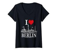 Femme I Heart Berlin I Love Berlin Souvenir T-Shirt avec Col en V