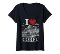 Femme I Heart Corfu I Love Corfu Souvenir T-Shirt avec Col en V