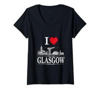 Femme I Heart Glasgow I Love Glasgow Souvenir T-Shirt avec Col en V