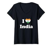 Femme I Heart India Indian I Love India T-Shirt avec Col en V
