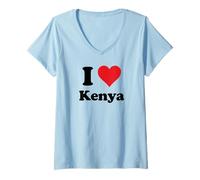 Femme I Heart Kenya Love Country Souvenir Themed Stuff T-Shirt avec Col en V