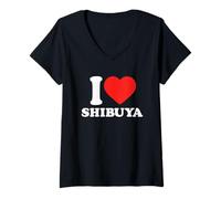Femme I Heart Love Shibuya T-Shirt avec Col en V