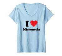 Femme I Heart Micronesia Love Country Souvenir Themed Stuff T-Shirt avec Col en V