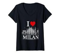 Femme I Heart Milan I Love Milan Souvenir T-Shirt avec Col en V