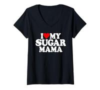 Femme I Heart My SUCAR Mama I Love My SUCAR Momma Mommy T-Shirt avec Col en V