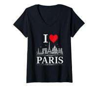 Femme I Heart Paris I Love Paris Souvenir T-Shirt avec Col en V