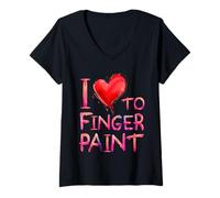 Femme I Heart to Finger Paint | Funny Couples Art Lover Tee T-Shirt avec Col en V