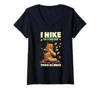 Femme I HIKE SO I CAN EAT TWICE AS MUCH T-Shirt avec Col en V