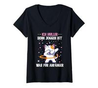Femme I Huller, Parce Que Le Jogging est Quelque Chose pour Les débutants. Hoop Cat Hula T-Shirt avec Col en V