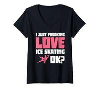 Femme I Just Freaking Love Patineur artistique humoristique T-Shirt avec Col en V