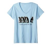 Femme I Just Gotta Be Me Pingouin T-Shirt avec Col en V