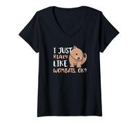 Femme I Just Really Like Wombats Ok T-Shirt avec Col en V