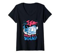 Femme I Just Wanna Be A Whale Mignon Monstre Marin Art T-Shirt avec Col en V