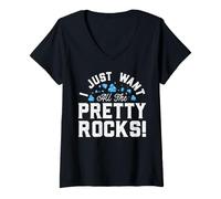 Femme I Just Want All The Pretty Rocks! T-Shirt avec Col en V