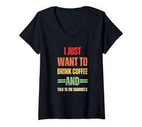 Femme I Just Want to Drink Coffee and Talk - Graphique « to Squirrels » T-Shirt avec Col en V