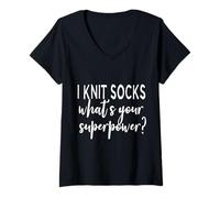 Femme I Knit Socks What Your Superpower Gift to a Sock Knitter T-Shirt avec Col en V