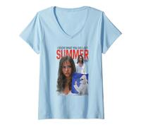 Femme I Know What You Did Last Summer Poster Collage Retro Horror T-Shirt avec Col en V