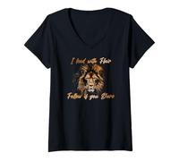Femme I Lead with Flair Follow If You Dare T-Shirt avec Col en V