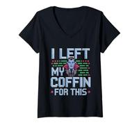 Femme I Left My Coffin for This Regret introverti Effrayant |- T-Shirt avec Col en V