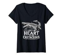 Femme I Left My Heart in The Cretacous Tylosaurus Rex Mosasaurus T-Shirt avec Col en V