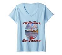 Femme I Left My Heart on Baker Beach à San Francisco en Californie T-Shirt avec Col en V