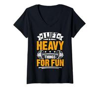 Femme I Lift Heavy Things for Fun Gym Motivational T-Shirt avec Col en V