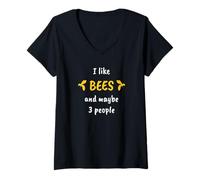 Femme I Like Bees and Maybe 3 People T-Shirt avec Col en V