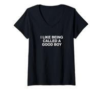 Femme I Like Being Called A Good Boy Funny Gen Z Brain Rot T-Shirt avec Col en V