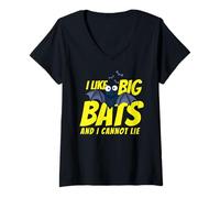 Femme I Like Big Bats and I Cannot Lie Funny Bat Lovers T-Shirt avec Col en V
