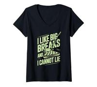 Femme I Like Big Breaks and I Cannot Lie Funny Pool Billards T-Shirt avec Col en V