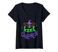 Femme I Like Children Funny Halloween Witch T-Shirt avec Col en V