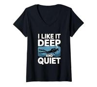 Femme I Like It Deep and Quiet Scuba Diving Humour T-Shirt avec Col en V