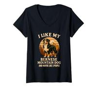 Femme I Like My Bernois Mountain Dog & Maybe Like 3 People T-Shirt avec Col en V