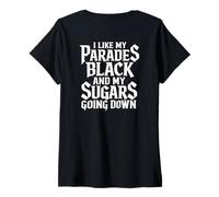 Femme I Like My Parades Black and My Sugars Going Down Emo Goth T-Shirt avec Col en V
