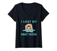 Femme I Lost My First Tooth Cute Otter Funny Tooth Fairy Tooth T-Shirt avec Col en V