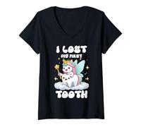 Femme I Lost My First Tooth Dents Out Fairy Unicorn Dentist T-Shirt avec Col en V