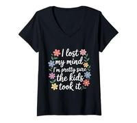 Femme I Lost My Mind I'm Pretty Sure The Kids Took It |- T-Shirt avec Col en V